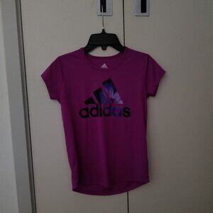 purple Adidas athletic tee